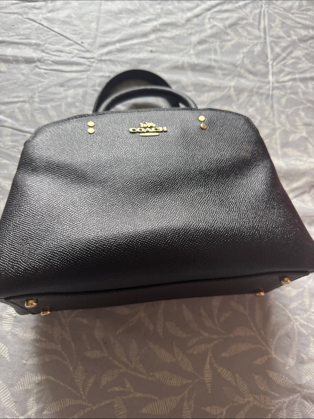 Coach Black Pebble Leather Satchel with Gold Accents